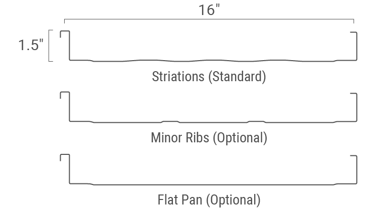Standing Seam Product Mechanical Seam 150 P007 Dimensions